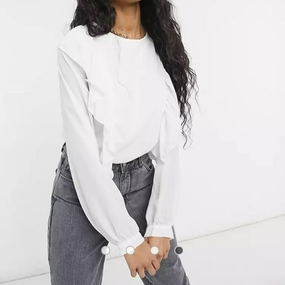ASOS In the style womens size 6 exclusive top with ruffle sleeve detail in white - Picture 8 of 13